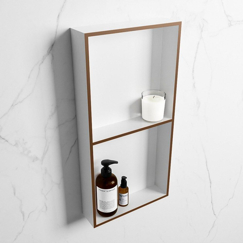 Mondiaz Easy nis 29.5x59.5x8cm voor Inbouw/opbouw 2 open vakken Solid surface Talc/Rust SW643762