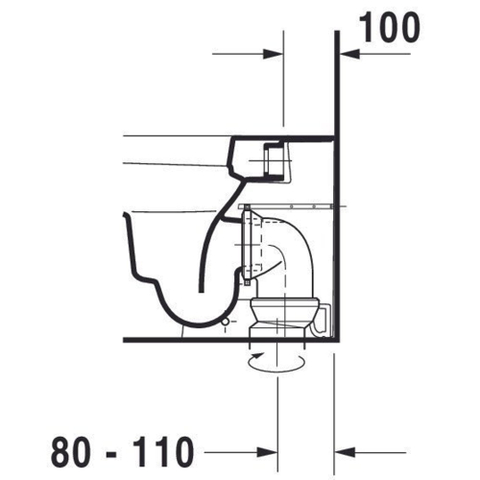 Duravit Happy D.2 Closetpot - diepspoel staand - back-to-wall - 36.5x57cm - inclusief bevestiging afvoer horizontaal - wit SW54349