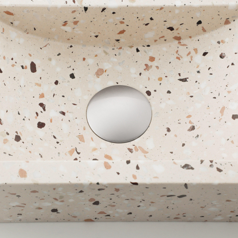 FugaFlow Eccelente Pietra Ensemble lave-mains - 40x22x10cm - trou de robinet à droite - robinet de lave-mains acier inox brossé PVD - bonde - siphon abaissé - beige mat SW1468983