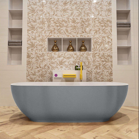 MONDIAZ ROCK Baignoire îlot - 170x70cm - couleur Plata / Talc SW1015106