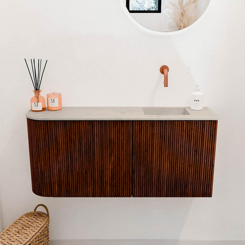 Mondiaz JOYA-DLUX 91.6cm toiletmeubel - ronding links kleur Ruby - Wastafel FAYE positie Rechts Zonder kraangat kleur Opalo. SW1423736