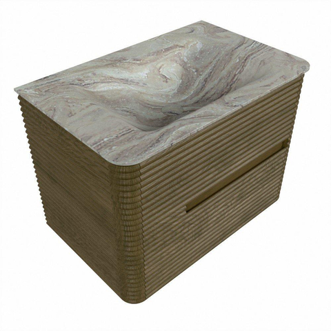 Mondiaz CIRO-DLUX Ensemble de meubles de salle de bains - 70x45x50cm - lavabo solid surface Glace - 1 vasque au milieu - sans trous de robinet - 2 tiroirs - Dusk SW1532858