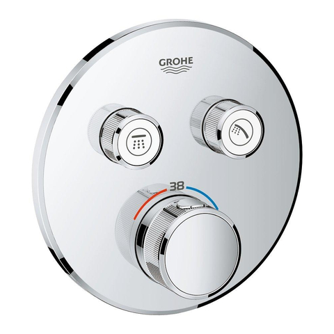 Grohe SmartControl Inbouwthermostaat - 3 knoppen - rond - Supersteel (RVS) SW225095
