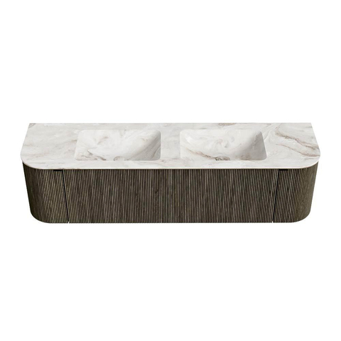 Mondiaz KURVE-DLUX Ensemble de meuble de salle de bains - 170x46x40cm - 1 tiroir - 2 portes - lavabo solid surface - double - 2 trous de robinet - Shadow SW1414398