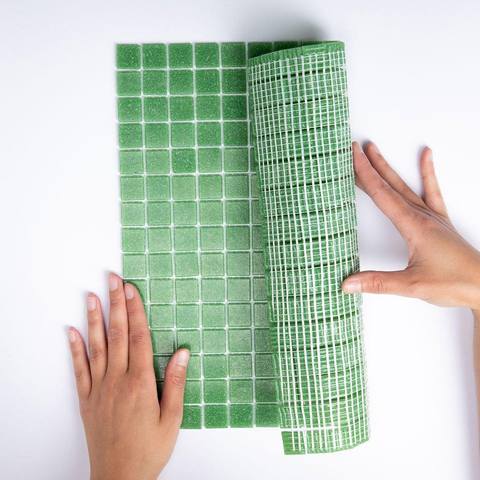The Mosaic Factory Amsterdam mozaïektegel - 32.2x32.2cm - wand en vloertegel - Vierkant - Glas Green Mat SW62102