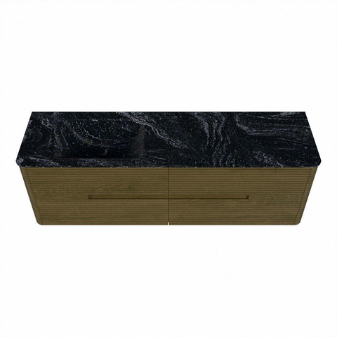 Mondiaz CIRO-DLUX Ensemble de meubles de salle de bains - 160x45x50cm - lavabo en solid surface Lava - 1 vasque à gauche - sans trous de robinet - 4 tiroirs - Dusk SW1533054