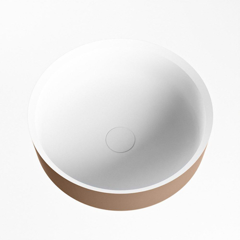 Mondiaz Coss Waskom - 36x36x13cm - rond - opbouw - Solid surface - Rust/Talc SW643490