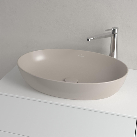 Villeroy & Boch Artis opzetwastafel - 61x41cm ovaal - zonder kraangat CeramicPlus - almond (beige) SW1387607