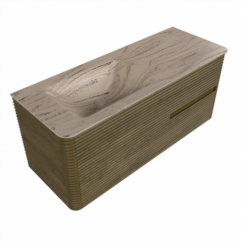Mondiaz CIRO-DLUX Meuble de salle de bains - 120x45x50cm - Plan vasque Solid surface Arena - 1 vasque à gauche - 1 trou de robinet - 2 tiroirs - Dusk SW1533093