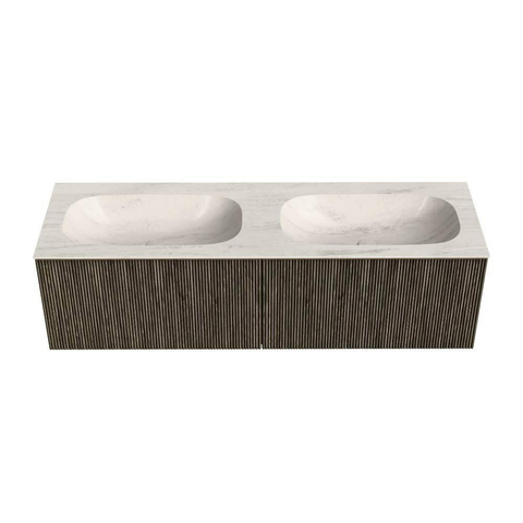 MONDIAZ KURVE-DLUX 150cm badmeubel kleur Shadow met 2 lades en 0 deuren. Wastafel STOR SMALL Dubbel zonder kraangat Meli. SW1431849