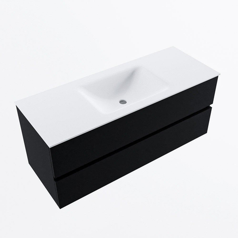 MONDIAZ VICA Meuble de salle de bains 120cm sous-meuble Urban 2 tiroirs. Lavabo CLOUD central 1 trou de robinet, couleur Talc. SW1381909