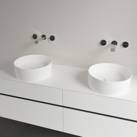 Villeroy & Boch Collaro opzetwastafell rond - diameter 40cm - zonder overloop - zonder kraangat CeramicPlus - Stone White (mat wit) SW336043