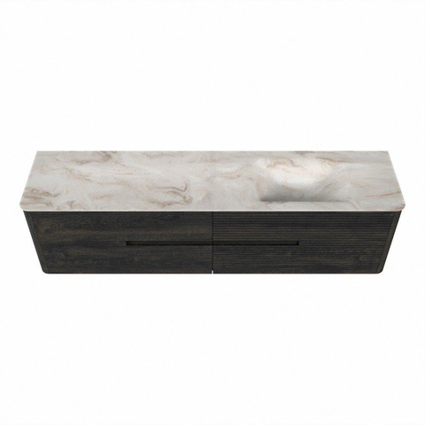 Mondiaz CIRO-DLUX Ensemble de meuble de salle de bains - 190x45x50cm - lavabo solid surface Frappe - 1 vasque à droite - 1 trou de robinet - 4 tiroirs - Shadow SW1532178