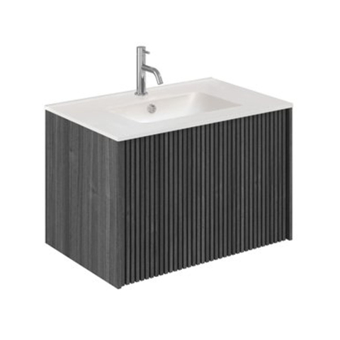 Crosswater Limit Badkamermeubelset - 70x45x45cm - 1 lade - keramieken wastafel - steelwood/anthracite (hout) SW1126152