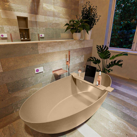 MONDIAZ ROCK Baignoire îlot - 170x70cm - couleur Plata / Talc SW1015106