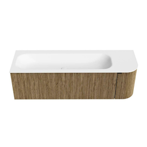 Mondiaz KURVE Ensemble meuble de salle de bains - 145x46x40cm - 1 tiroir - 1 porte - lavabo solid surface - gauche - 1 trou de robinet - Dusk SW1414799