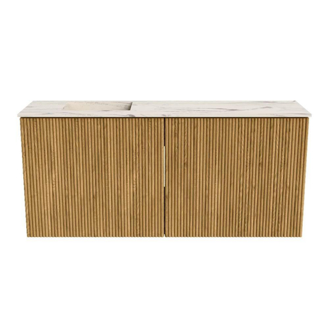 Mondiaz JOYA-DLUX 90cm meuble de toilette - couleur Chêne - Vasque FAYE position Gauche Sans trou de robinet couleur Nata. SW1424031