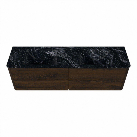 Mondiaz CIRO-DLUX Badkamermeubelset - 170x45x50cm - Solid surface wastafel Lava - 2 wasbak Dubbel - zonder kraangaten - 4 lades - Walnut SW1530170