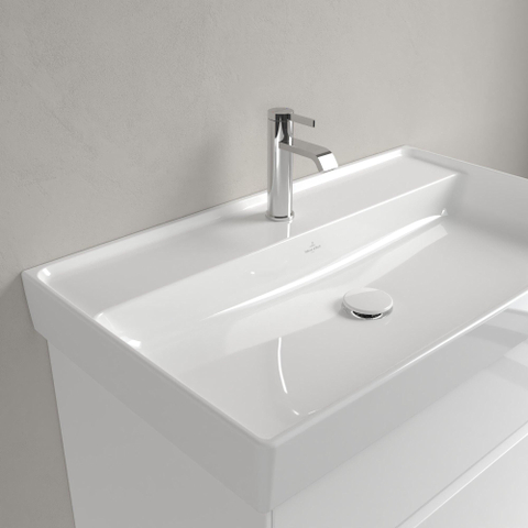 Villeroy & Boch Collaro meubelwastafel - 80x47cm - zonder overloop - 1 kraangat CeramicPlus - White Alpine (glans wit) SW358375