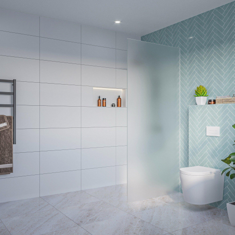 Fortifura Galeria Inloopdouche - glas - 90x200cm - 8mm - nano - blind - inbouw profiel - mat glas (helder) SW1170631