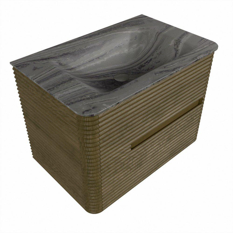 Mondiaz CIRO-DLUX Ensemble de meubles de salle de bains - 70x45x50cm - lavabo solid surface Sombra - 1 vasque centrale - sans trous de robinet - 2 tiroirs - Dusk SW1533388