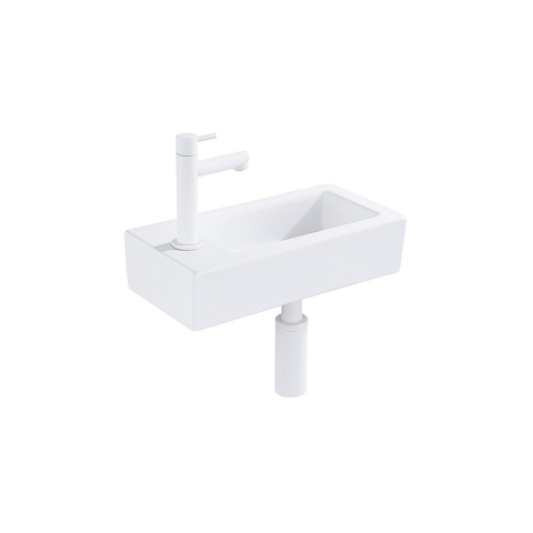 Fortifura Fuente Fonteinset - 36x18.5x9cm - 1 kraangat - solid surface - fonteinkraan - mat wit SW1419196