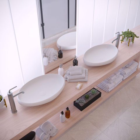 Ideavit vrijstaande wastafel - 60x40x11.2cm - solid surface wit mat SW1080004