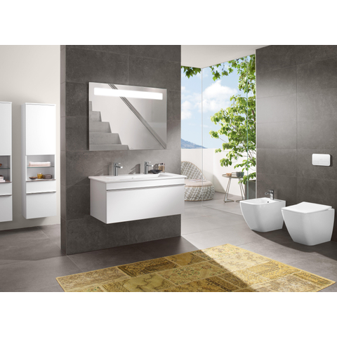 Villeroy & Boch venticello Meubelwastafel wasbak midden - 2 kraangaten - 100x50cm overloop CeramicPlus - White Alpine (glans wit) 1025117