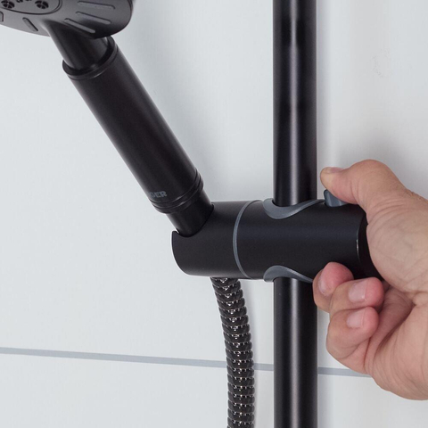 Tiger Tyne ensemble de douche pluie sans robinet – douche de tête Ø 22,5 cm – barre de douche avec inverseur – douchette avec flexible – noir mat SW544593