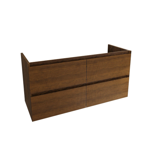 Saniclass Holz Atelier Meuble de salle de bain - 120x45x60cm - lavabo en céramique blanc - 2 vasques - sans trous de robinet - 2 tiroirs - Walnut pure SW1437733