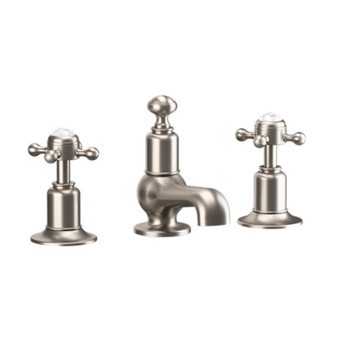 Crosswater Belgravia Wastafelkraan - 3 gats - warm/koud - kruisgreep geborsteld - nikkel (RVS) SW1176890