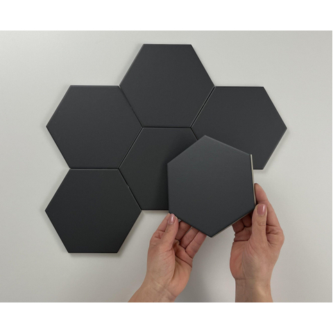 SAMPLE Terravito Bereno wand- en vloertegel - 15x17cm - 9mm - Zeshoek - Zwart mat SW736026