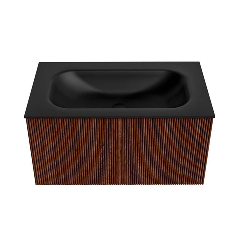 Mondiaz KURVE Ensemble de meuble de salle de bains - 80x46x40cm - 1 tiroir - lavabo solid surface - central - 1 trou de robinet - Ruby SW1415413