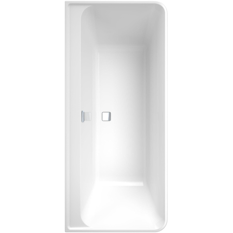Villeroy & Boch Collaro half - vrijstaand half - vrijstaand bad - 180x80cm rechthoek overloop chroom Acryl - glans wit SW354245