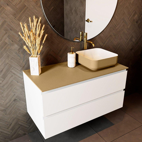 Mondiaz TOP 51 Topblad - 100x51x0.9cm - geschikt voor afdekplaat - Solid surface - Oro SW1017932