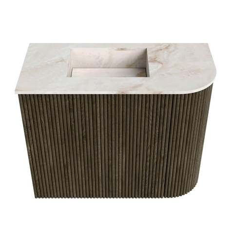 Mondiaz JOYA-DLUX 51.6cm toiletmeubel - ronding rechts kleur Shadow - Wastafel FAYE positie Links 1 kraangat kleur Frappe. SW1422691
