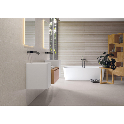 ÉCHANTILLON Terravito Melora carreau mural et de sol - 75x75cm - rectifié - Béton brut - Sand mat (beige) SW1131108