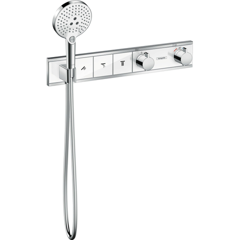 Hansgrohe Rainselect Afbouwdeel - voor inbouw douchekraan - thermostatisch - voor 3 functies - met handdouchehouder - 52.7x90cm zwart/chroom - thermostaat - zwart SW157089