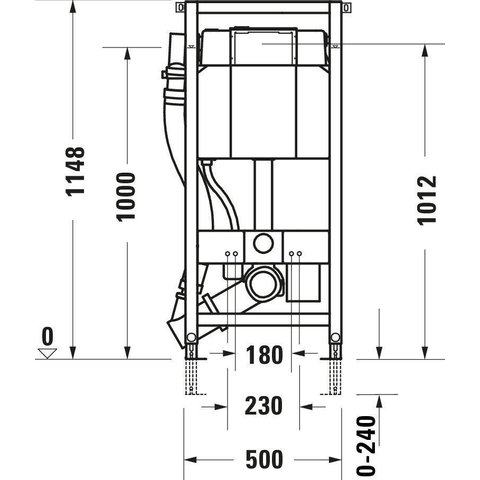 Duravit DuraSystem wc-element m. inbouwreservoir m. geurafzuiging H1148x500mm en m. hygiënespoeling SW471546