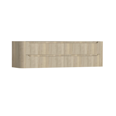 H&R Badmeubelen Juice Wastafelonderkast - 180x45x50cm - afgeronde hoeken - 4 lades - geïntegreerde greep - French oak SW1491274