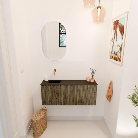 Mondiaz JOYA 100cm meuble de salle de bains - couleur Dusk - Vasque FAYE position Gauche Sans trou de robinet couleur Urban SW1421646