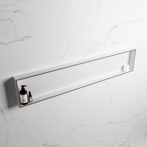 Mondiaz Easy nis 29.5x149.5x8cm voor Inbouw/opbouw 1 open vak Solid surface Talc/Smoke SW643739