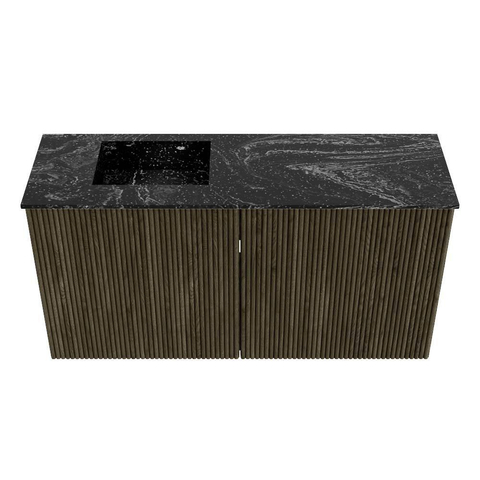 Mondiaz JOYA-DLUX 80cm meuble de salle de bains - couleur Shadow - Vasque FAYE position Gauche Sans trou de robinet couleur Lava. SW1422853