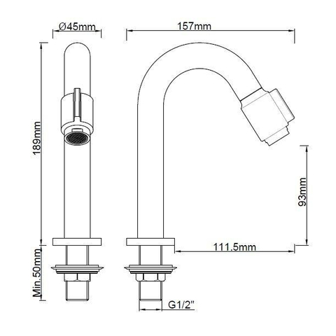 Wiesbaden Caral Victoria fonteinkraan 1/2'' geborsteld messing PVD SHOWROOMMODEL SHOW25202