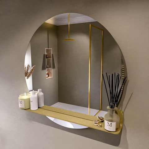 Mondiaz SPOT spiegel – Ø90 cm – met planchet – Oro (zand) SW1235575