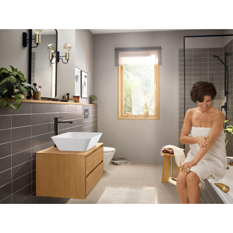 Hansgrohe Rebris e 1 greeps wastafelkraan - 240 - coolstart - voor waskommen - met trekwaste - mat zwart SW796585