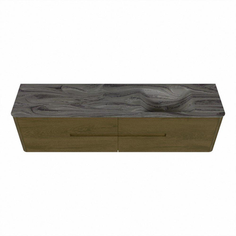 Mondiaz CIRO-DLUX Ensemble de meuble de salle de bains - 190x45x50cm - lavabo solid surface Sombra - 1 vasque à droite - 1 trou de robinet - 4 tiroirs - Dusk SW1533564