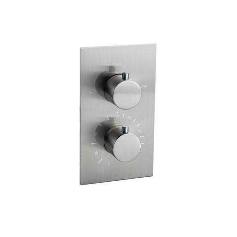 Fortifura Calvi Inbouw Regendoucheset - thermostatisch - plafondarm - 30cm - hoofddouche - staaf handdouche - gladde doucheslang - PVD - geborsteld RVS SW1412127