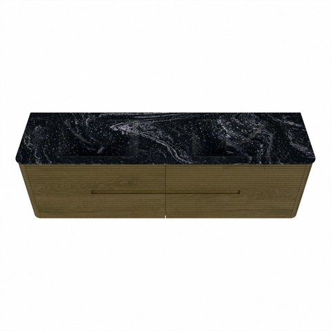 Mondiaz CIRO-DLUX Meuble de salle de bains - 170x45x50cm - Lavabo en solid surface Lava - 2 vasques Double - sans trous de robinetterie - 4 tiroirs - Dusk SW1533065