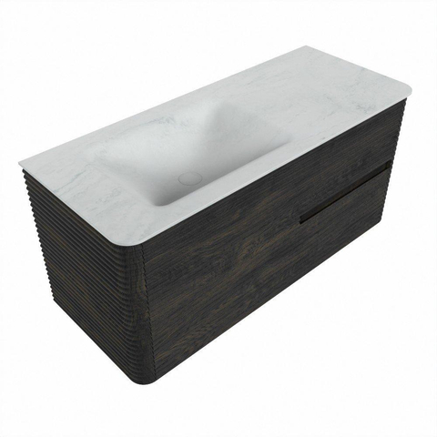 Mondiaz CIRO-DLUX Badkamermeubelset - 110x45x50cm - Solid surface wastafel Opalo - 1 wasbak Links - 1 kraangat - 2 lades - Shadow SW1532388